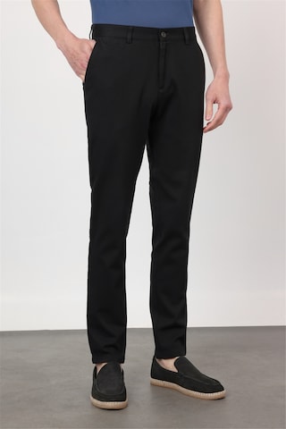İmza Siyah Yan Cep Düz Paça Armürlü Slim Fit Pamuklu Chino Pantolon 1003260161