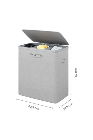 Paloma 120l Üç Yıkanabilir Bölmeli Katlanabilir Kumaş Kirli Çamaşır Sepeti Light Gray Çok Renkli