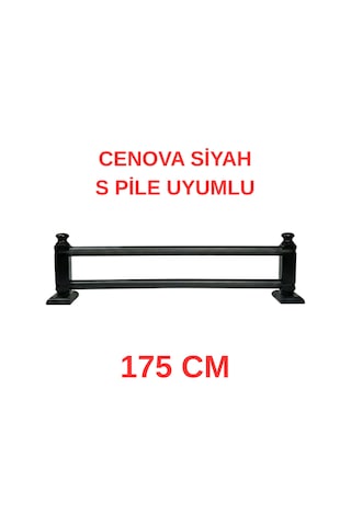 Cenova S Pile Ve Perde Düğmesi Uyumlu Çetray Çift Raylı Modern Ahşap Rustik Siyah 175 Cm Siyah