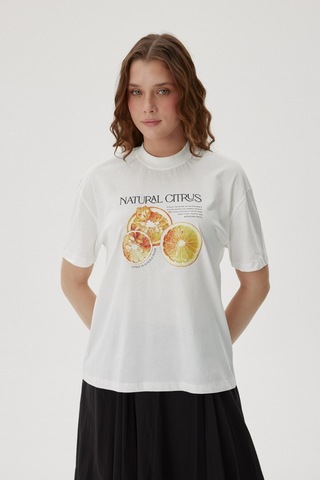 Buly Natural Cıtrus Baskılı T Shırt Ekru