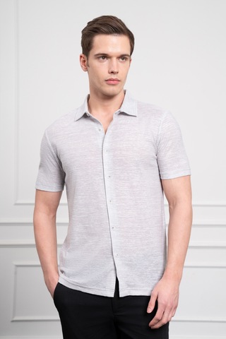 Morven Erkek Gri Trend Apaçi Yaka Dynamic Fit Kısa Kollu Gömlek 25ys004005100 Gri Gri