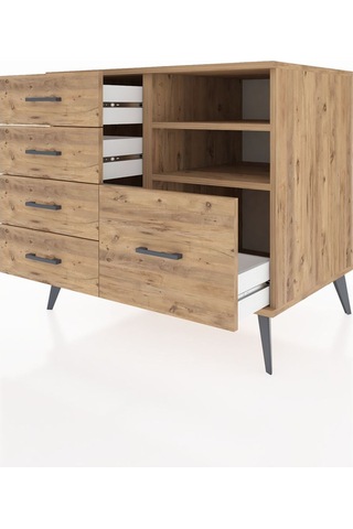 Kronos Şifonyer 2 Raflı 5 Çekmeceli 88x59x80 Çam-çam Çam