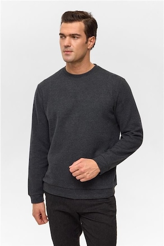 Süvari Antrasit Regular Düz Bisiklet Yaka Sweatshirt Antrasit