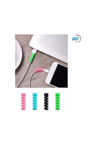 Spiral Kablo Koruyucu Silikon Set Şarj Kablosu Kulaklık Kablosu Koruyucu