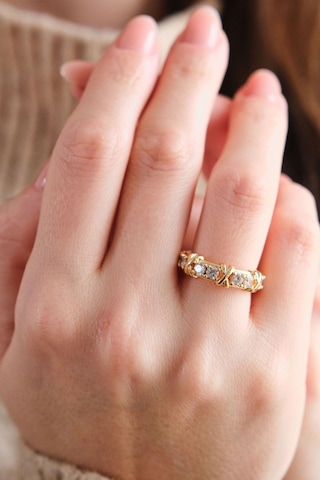 Aurrari Gold Tiffany Xox Zirkon Ayarlanabilir Yüzük