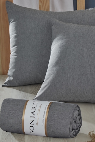 BonjardinHome Çift Kişilik Lastikli Çarşaf & İki Adet Yastık Kılıfı Koyu Gri