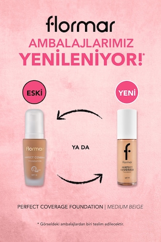 Flormar Perfect Coverage Yoğun Kapatıcı Su Bazlı Fondöten (Sıcak Alt Ton) -113 Medium Beige -8682536058308