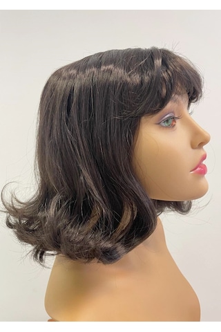 Kestane Renk Kahküllü Küt Kesim Sentetik Peruk