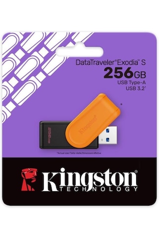 Kingston Dtxs/256gb 256gb Portable Usb 3.2 Gen1 Datatraveler Exodias Black/orange Flash Bellek