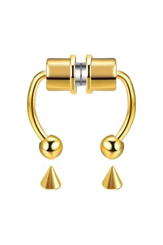 Altın Renk Burun Ucu Mıknatıslı Septum Piercing Fake Deliksiz Küpe