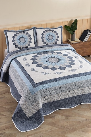 Gloria Mavi Çift Kişilik Kapitone Yatak Örtüsü Mavi Renk Tek Ebat Diğer