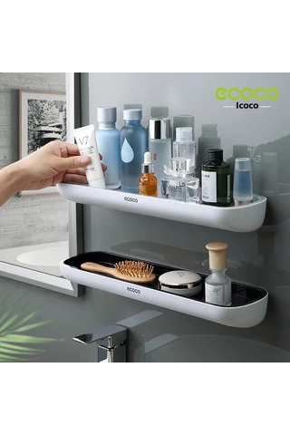 Wezone Banyo Duvarlı Organizer: Delik Olmayan Yüksek Dayanıklı Plastik, Çeşitli Kullanim Seçenekleri, Havlu Asma Çubuğu İçeren Siyah Tam Set Depolama Rafı Diğer