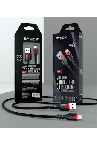 Syrox C93 2.0 Lightning Apple iPhone Uyumlu Şarj Data Kablosu