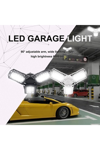 Neevoyu Led Garaj Lambası 144 Led 8000 Lumen 6500k, Ayarlanabilir Işık Yönü, Kablosuz, 85-265v, Yeşil Abs Malzeme, Modern Siyah Siyah