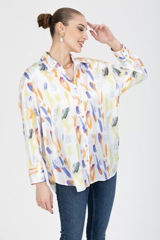 Pera Moda Oversize Saten Gömlek Mor