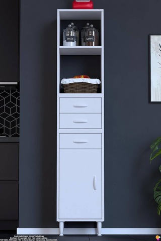 Miray 45 Cm Mutfak Standı Mutfak Rafı Çok Amaçlı Dolap Beyaz Kiler Erzak Dolabı 45x194x32 Cm