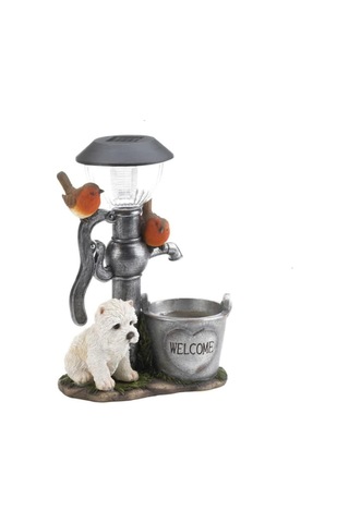 Güneş Enerjili Işıklı Tırmanan Köpek Bahçe Heykeli, Dış Mekan Reçinesi