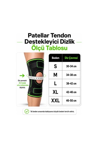 Patellar Tendon Destekli Açık Patella Dizlik Ayarlanabilir Siyah