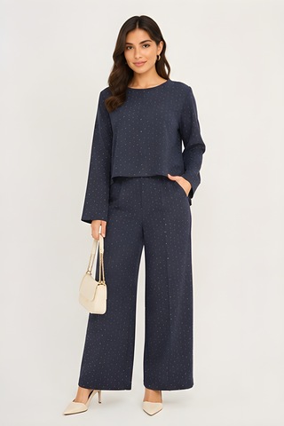 Lili Woman Kadın Midnight Sparkle Taş Detaylı Relax Fit Takım K.1420 Lacivert