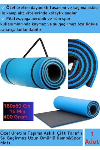 Özel Seri Su Geçirmez Taşıma Askılı Çift Taraflı Kamp Zemin Uyku Yoga Matı Yer Minderi 16mm Kalın Çok Renkli