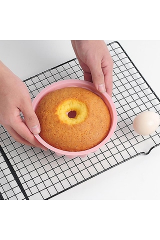 Soulader 6 Inç Silikon Kek Kalıbı Seti 4'lü Paket Yapışmaz Pişirme Kapları Fırın Ve Mikrodalga Uyumlu Pembe