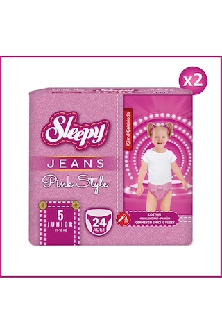 Sleepy Pink Jeans Külot Bez 5 Numara Junior 2'li Jumbo 48 Adet