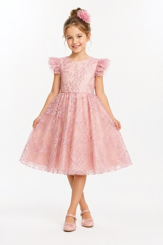 Mnk Baby & Kids Floare Kız Çocuk Abiye Elbise M00850 Açık Pembe