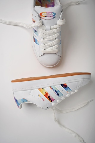 Muggo Flower Garantili Kadın Ortopedik Günlük Bağcıklı Yürüyüş Koşu Sneaker Spor Ayakkabı 001