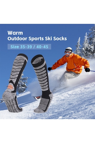 Geeksen Uzun Çorap Kayak Çorabı Açık Gri 35-39, Isı Sağlar Nefes Alır, Dayanıklı Parmak Bölgesi, Outdoor Sporlar İçin Gri