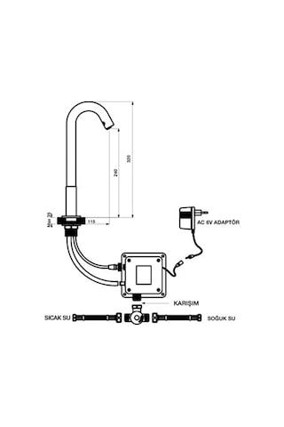 Newarc Tekno Minart Çanak Tipi Fotoselli Lavabo Bataryası 514001