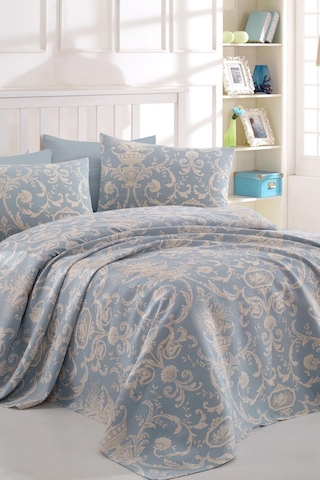 Enlora Home Pike Seti Baskılı Tek Kişilik Tuval Mavi