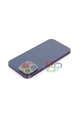 İphone 13 Pro Renkli Kamera Lens Koruma Cam - Mavi-yeşil