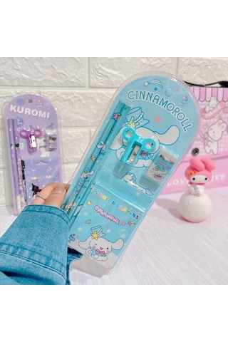 Sanrio Kuromi Cinnamoroll Kuromi Kırtasiye Seti 12 Parça Kuromi Kırtasiye Seti Mavi