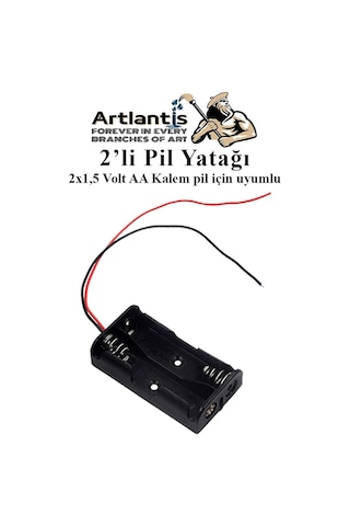 2 Li Pil Yatağı Deney 1 Adet Pil Yuvası Pil Kutusu Aa Kalem Kalın Pil 2x1,5 Volt Yaylı Pil Yuvası