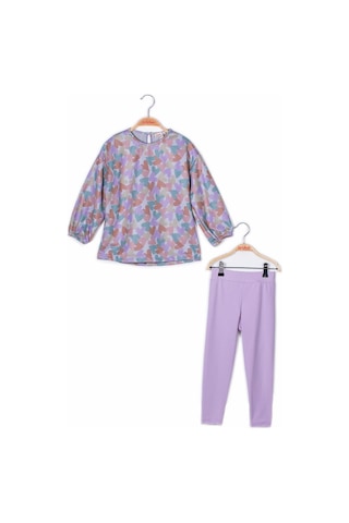 Zeyland Kız Çocuk Desenli Bluz Ve Tayt Takım-lıla Lila