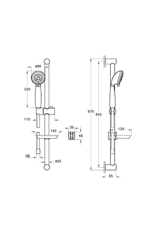 VitrA Compact A45695 Ekm 3f Sürgülü El Duş Takımı, Krom