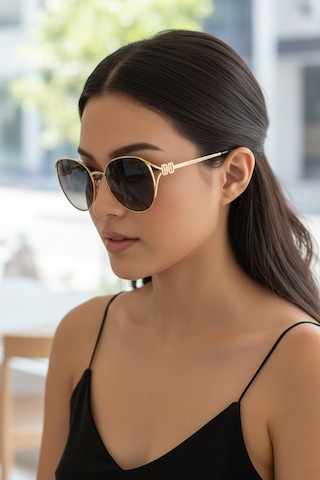 Daniel Klein Dk4329-2 Siyah Gold Grace Round Modern Tasarım Premium Kadın Güneş Gözlüğü Gold