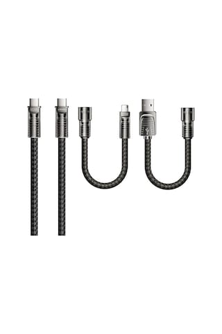 Jopus 4in1 Çoklu Şarj Kablosu 60w Type-c Lightning Usb-a Hızlı Şarj Örgü Kablo 1.5 Metre Az-b11th