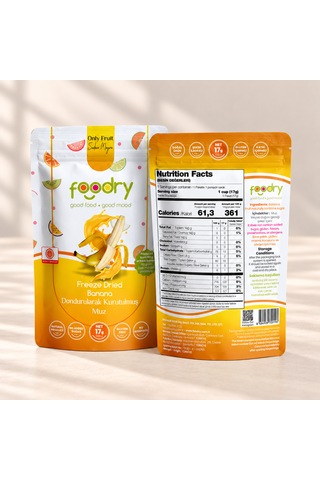 Foodry Dondurularak Kurutulmuş Muz Freeze Dry Muz 17g Katkısız Çıtır Meyve Atıştırmalığı 17 G