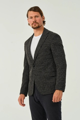 Bonesti Erkek Slim Fit Blazer Ceket Siyah Desenli