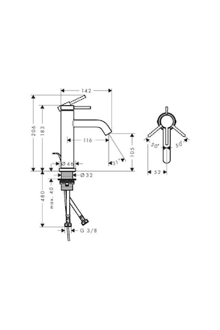 Hansgrohe Tecturis S 110 Ecosmart Kumandalı Tek Kollu Lavabo Bataryası - 73310000 Gümüş
