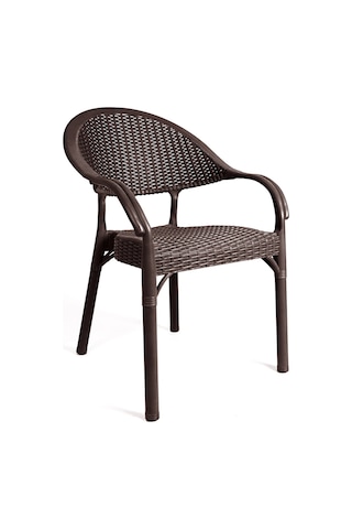 Bahex Bambu 4lü Set Rattan Kollu Bahçe Sandalye Koltuk 4ad Kahve Kahverengi