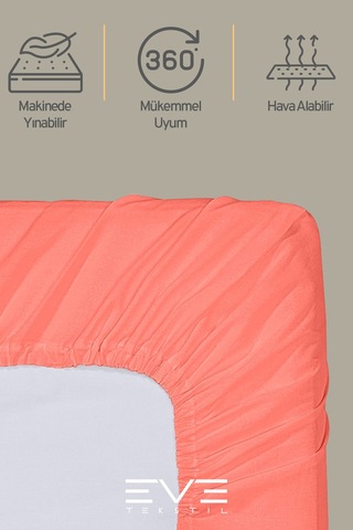 Eve Tekstil %100 Doğal Pamuk Tek Kişilik Rainforce Kumaş Lastikli Çarşaf Ve Yastık Kılıf Set Yavruağzı