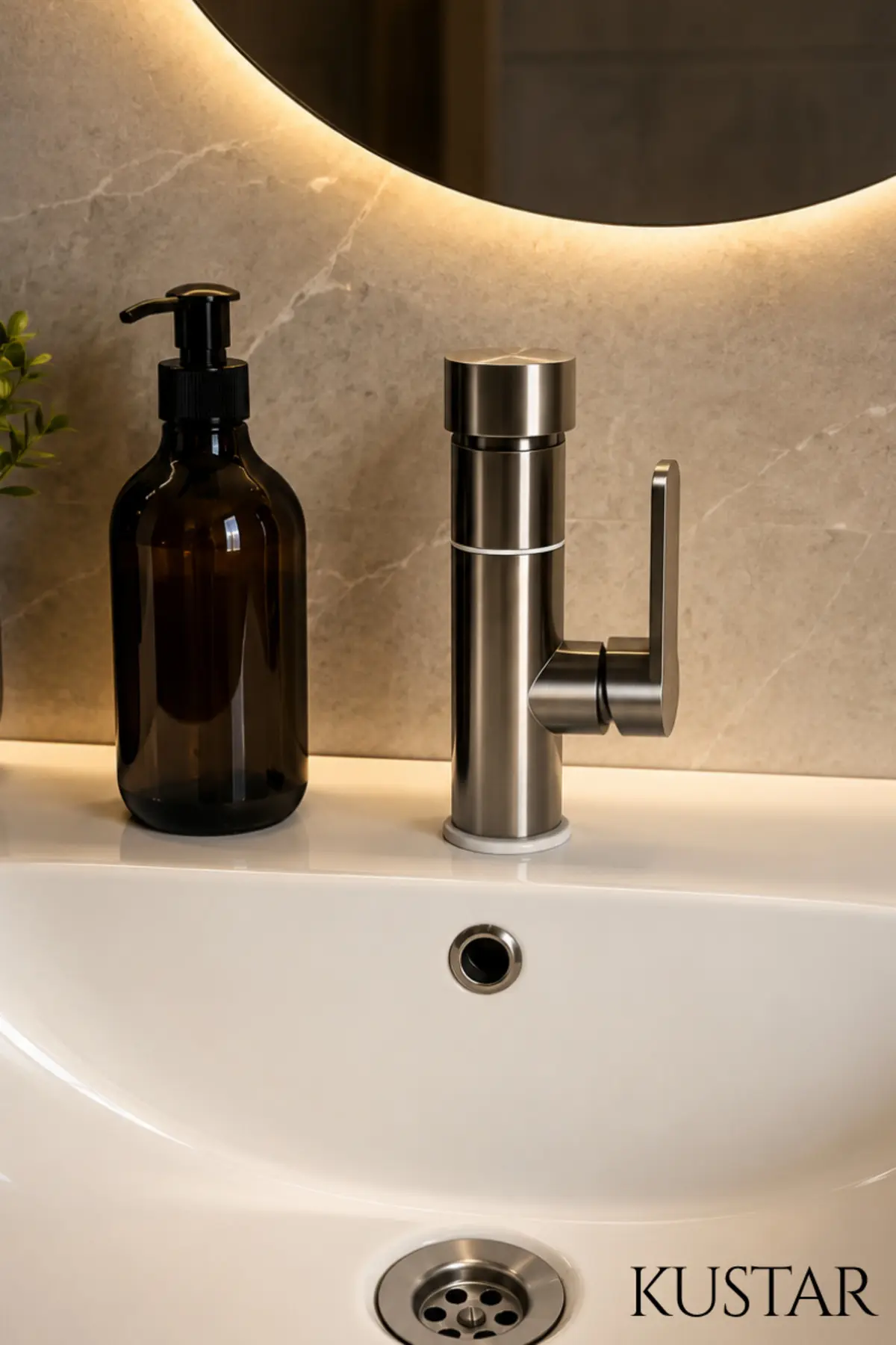 Modern Tek Kollu İnox Lavabo Bataryası Banyo Musluğu Aç-kapa Döner Boru Sıcak Soğuk Inox