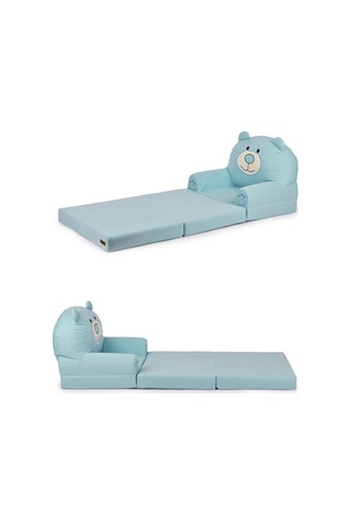 Portatif Katlanabilir Sevimli Çocuk Koltuğu - 3 Katlı Çocuk Yatak Koltuk - Taşınabilir Bebek Koltuğu Mavi Beyaz