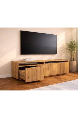 Hilal Modern Ahşap Desenli Tv Ünitesi Atlantik Çam