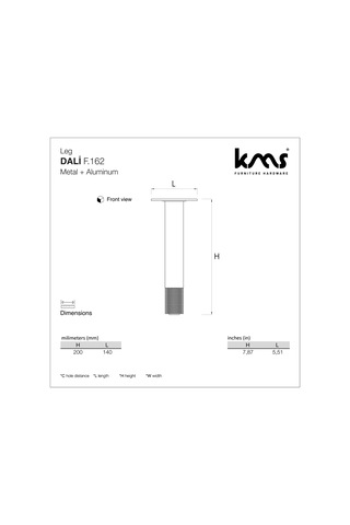 Dali Alüminyum Mobilya Ayağı Koltuk Puf Dolap (FS 200MM/152MM) Krom