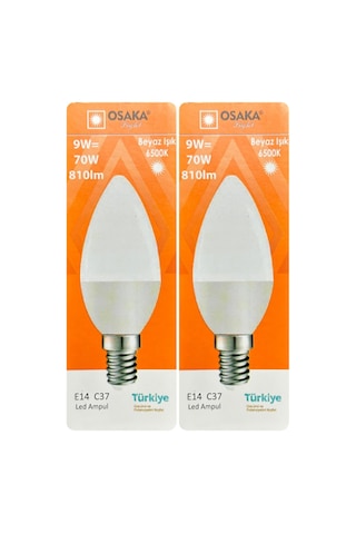 9w 70w Beyaz Işık 6500k E14 Led Mum Ampul, 2 Adet Diğer