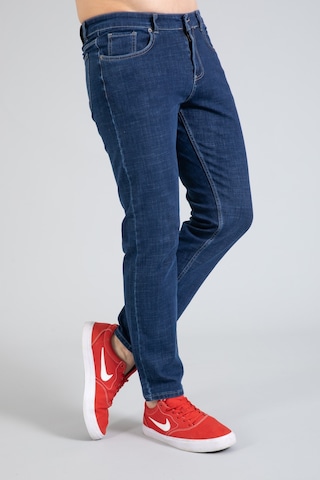 Yeni Sezon Erkek Denim Standart Fit Likralı Fermuarlı Jean Kot Pantolon 1122-Mavi