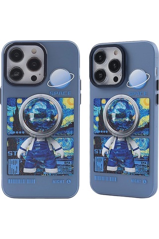 Cosmotex Newface iPhone Uyumlu 14 Pro Kılıf Prada Desenli Kapak - Prada Mavi - 1